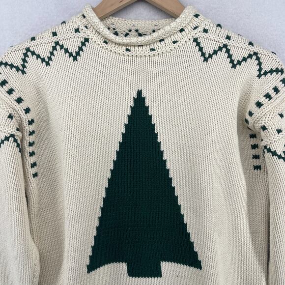 LIZSPORT Sweater PS Petite LIZ CLAIBORNE Christmas Tree Holiday Cream HK VTG - Picture 2 of 12